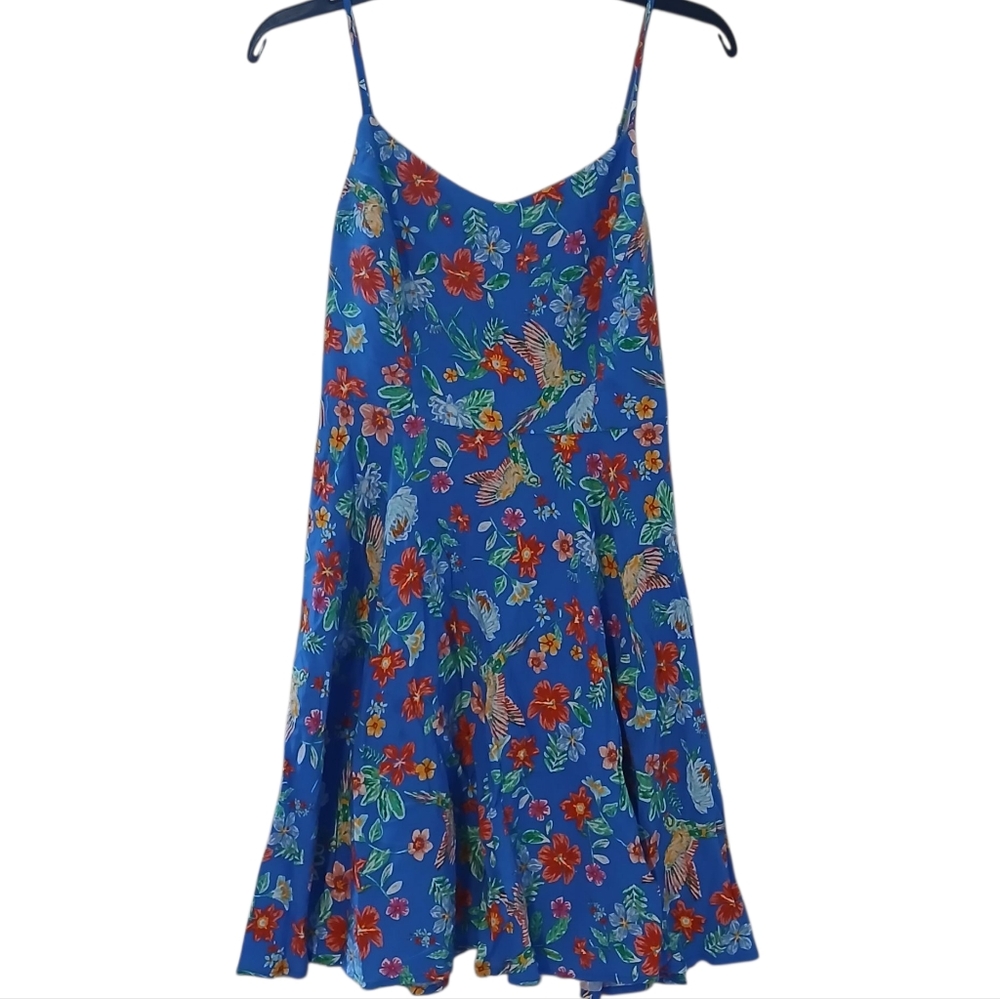Old Navy Floral Blue Spaghetti Strap Dress Size Medium